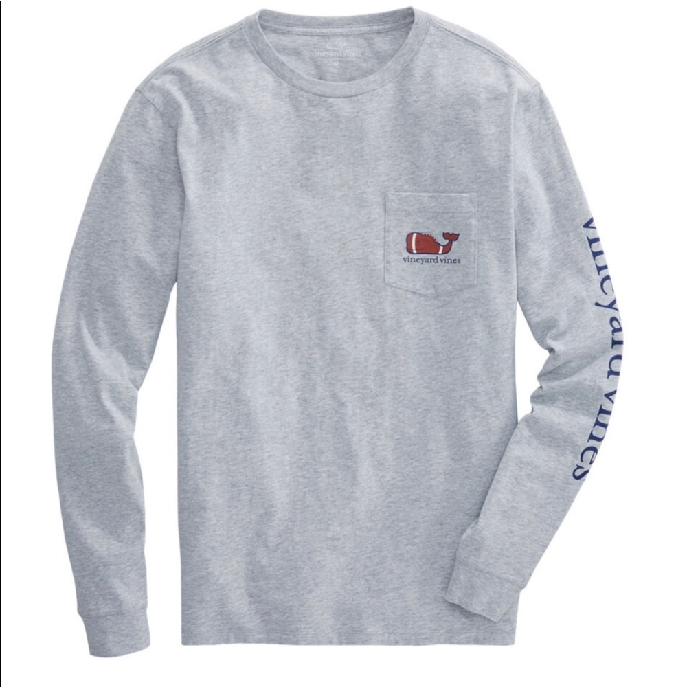 NWT XS L/S Vineyard Vine Football Tee Gray